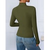 ZESICA Womens Fall Business Casual Mock Neck Cross Tops Trendy Outfits(Army Green)