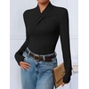 ZESICA Womens Fall Business Casual Mock Neck Cross Tops Trendy Outfits(Black)