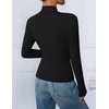 ZESICA Womens Fall Business Casual Mock Neck Cross Tops Trendy Outfits(Black)
