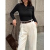 ZESICA Womens Fall Business Casual Mock Neck Cross Tops Trendy Outfits(Black)