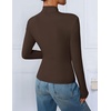 ZESICA Womens Fall Business Casual Mock Neck Cross Tops Trendy Outfits(Brown)