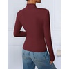 ZESICA Womens Fall Business Casual Mock Neck Cross Tops Trendy Outfits(Burgundy)