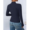 ZESICA Womens Fall Business Casual Mock Neck Cross Tops Trendy Outfits(Navy)