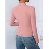 ZESICA Womens Fall Business Casual Mock Neck Cross Tops Trendy Outfits(Pink)