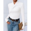 ZESICA Womens Fall Business Casual Mock Neck Cross Tops Trendy Outfits(White)