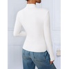 ZESICA Womens Fall Business Casual Mock Neck Cross Tops Trendy Outfits(White)