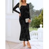ZESICA Womens Fall Long Sleeve Bodycon Mesh Wedding Guest Formal Dress(Black)