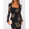 ZESICA Womens Fall Long Sleeve Bodycon Mesh Wedding Guest Formal Dress(Ebony)