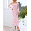 ZESICA Womens Fall Long Sleeve Bodycon Mesh Wedding Guest Formal Dress(Lightpink)