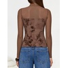 ZESICA Womens Fall Long Sleeve Turtleneck Floral Sheer Mesh Ruched Tops(Brown)