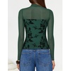 ZESICA Womens Fall Long Sleeve Turtleneck Floral Sheer Mesh Ruched Tops(Green)