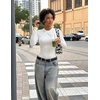 ZESICA Women’s Fall Long Sleeve Twist Knot Business Casual Tops(White)