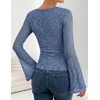 ZESICA Women’s Floral Lace Long Sleeve Boat Neck Going Out Tops(Dustyblue)