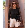 ZESICA Womens Lace Mesh Sheer See Through Long Sleeve Tops(Black)