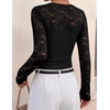 ZESICA Women’s Long Sleeve Floral Lace Knit Ruched Tops 2026 Fall Shirt(Black)