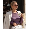 ZESICA Women’s Long Sleeve Floral Lace Knit Ruched Tops 2026 Fall Shirt(Purple)
