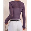 ZESICA Women’s Long Sleeve Floral Lace Knit Ruched Tops 2026 Fall Shirt(Purple)