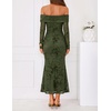 ZESICA Womens Long Sleeve Off Shoulder Maxi Fall Mesh Wedding Guest Dresses(Army Green)