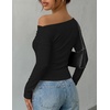 ZESICA Women’s Off Shoulder Fall Long Sleeve Y2k Cute Going Out Tops(Black)