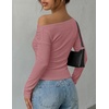 ZESICA Women’s Off Shoulder Fall Long Sleeve Y2k Cute Going Out Tops(Dusty Pink)