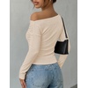 ZESICA Women’s Off Shoulder Fall Long Sleeve Y2k Cute Going Out Tops(Sand)