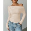 ZESICA Women’s Off Shoulder Fall Long Sleeve Y2k Cute Going Out Tops(Sand)
