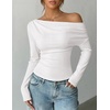 ZESICA Women’s Off Shoulder Fall Long Sleeve Y2k Cute Going Out Tops(White)