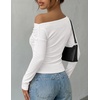 ZESICA Women’s Off Shoulder Fall Long Sleeve Y2k Cute Going Out Tops(White)