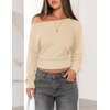 ZESICA Womens Off Shoulder Long Sleeve Cinched Waist Going Out Tops(Apricot)