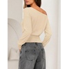 ZESICA Womens Off Shoulder Long Sleeve Cinched Waist Going Out Tops(Apricot)