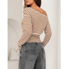 ZESICA Womens Off Shoulder Long Sleeve Cinched Waist Going Out Tops(Brown)