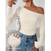 ZESICA Women’s Off Shoulder Long Sleeve Lace Going Out Tops(Apricot)