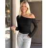 ZESICA Women’s Off Shoulder Long Sleeve Lace Going Out Tops(Black)