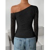 ZESICA Women’s Off Shoulder Long Sleeve Lace Going Out Tops(Black)