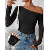 ZESICA Women’s Off Shoulder Long Sleeve Lace Going Out Tops(Black)