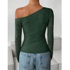 ZESICA Women’s Off Shoulder Long Sleeve Lace Going Out Tops(Darkgreen)