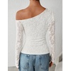 ZESICA Women’s Off Shoulder Long Sleeve Lace Going Out Tops(White)