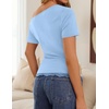ZESICA Women’s Summer One Shoulder Short Sleeve Ruched Going Out Tops(Blue)