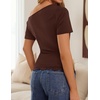 ZESICA Women’s Summer One Shoulder Short Sleeve Ruched Going Out Tops(Brown)