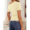 ZESICA Women’s Summer One Shoulder Short Sleeve Ruched Going Out Tops(Lightyellow)