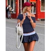 ZESICA Women’s Summer One Shoulder Short Sleeve Ruched Going Out Tops(Navy)