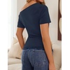 ZESICA Women’s Summer One Shoulder Short Sleeve Ruched Going Out Tops(Navy)