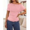 ZESICA Women’s Summer One Shoulder Short Sleeve Ruched Going Out Tops(Pink)