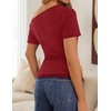 ZESICA Women’s Summer One Shoulder Short Sleeve Ruched Going Out Tops(Red)
