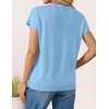 ZESICA Womens Summer Wool Blend Short Sleeve Sweater Tops(Blue)