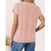 ZESICA Womens Summer Wool Blend Short Sleeve Sweater Tops(Pink)