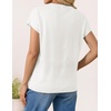 ZESICA Womens Summer Wool Blend Short Sleeve Sweater Tops(White)
