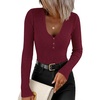 ZESICA Fall Long Sleeve Henley Shirts for Women Dressy Casual 2026(Burgundy)