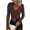 ZESICA Fall Long Sleeve Henley Shirts for Women Dressy Casual 2026(Dark Brown)