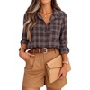ZESICA Women Long Sleeve Striped Business Casual Button Shirts Work Tops(Wine)